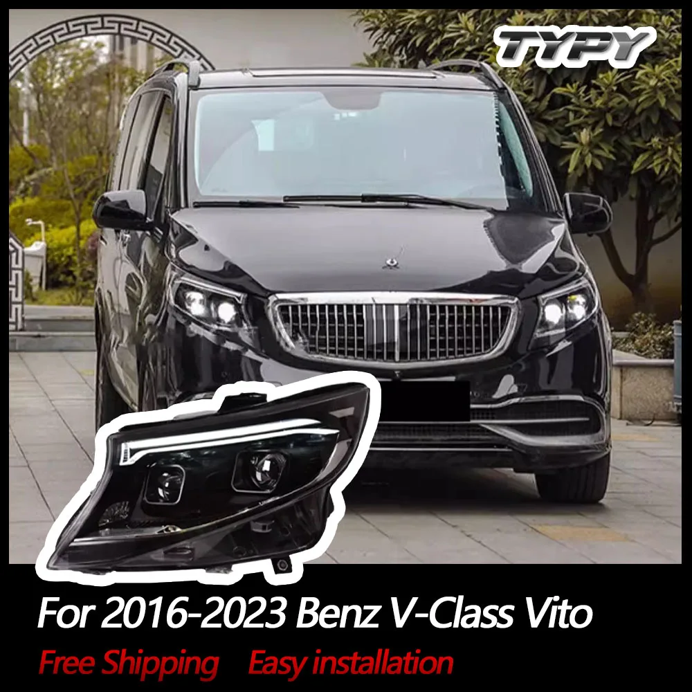 TYPY Car Headlights For Benz V-Class Vito 2016-2023 LED Car Lamps Daytime Running Lights Dynamic Turn Signals Car Accessories