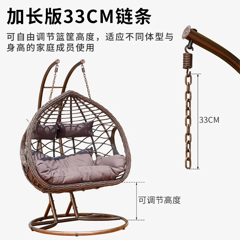 

Hanging Basket Rattan Chair Lazy Chair Rocking Balcony Swing Cradle Courtyard Double Hanging Chair Indoor Hammock Ho