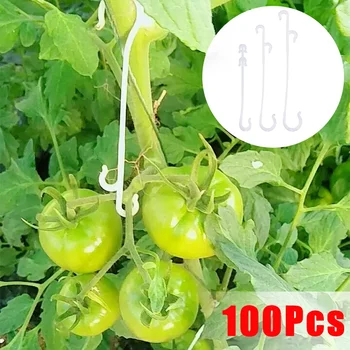 100/1 pçs planta tomate suporte em forma de j ganchos reutilizáveis plantas vegetais treliça videiras fivela fixa ganchos para suprimentos de jardinagem