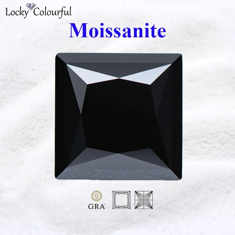 

Moissanite Black Color Princess Cut VVS1 Beads for Charms DIY Jewelry Making Bracelet Pendant Materials with GRA Certificate