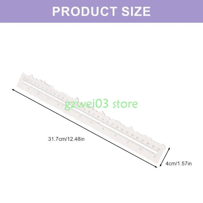 Metal Metal Metal Craft Ruler Wavy Line нерегулярные края 12 -дюймовые измерения