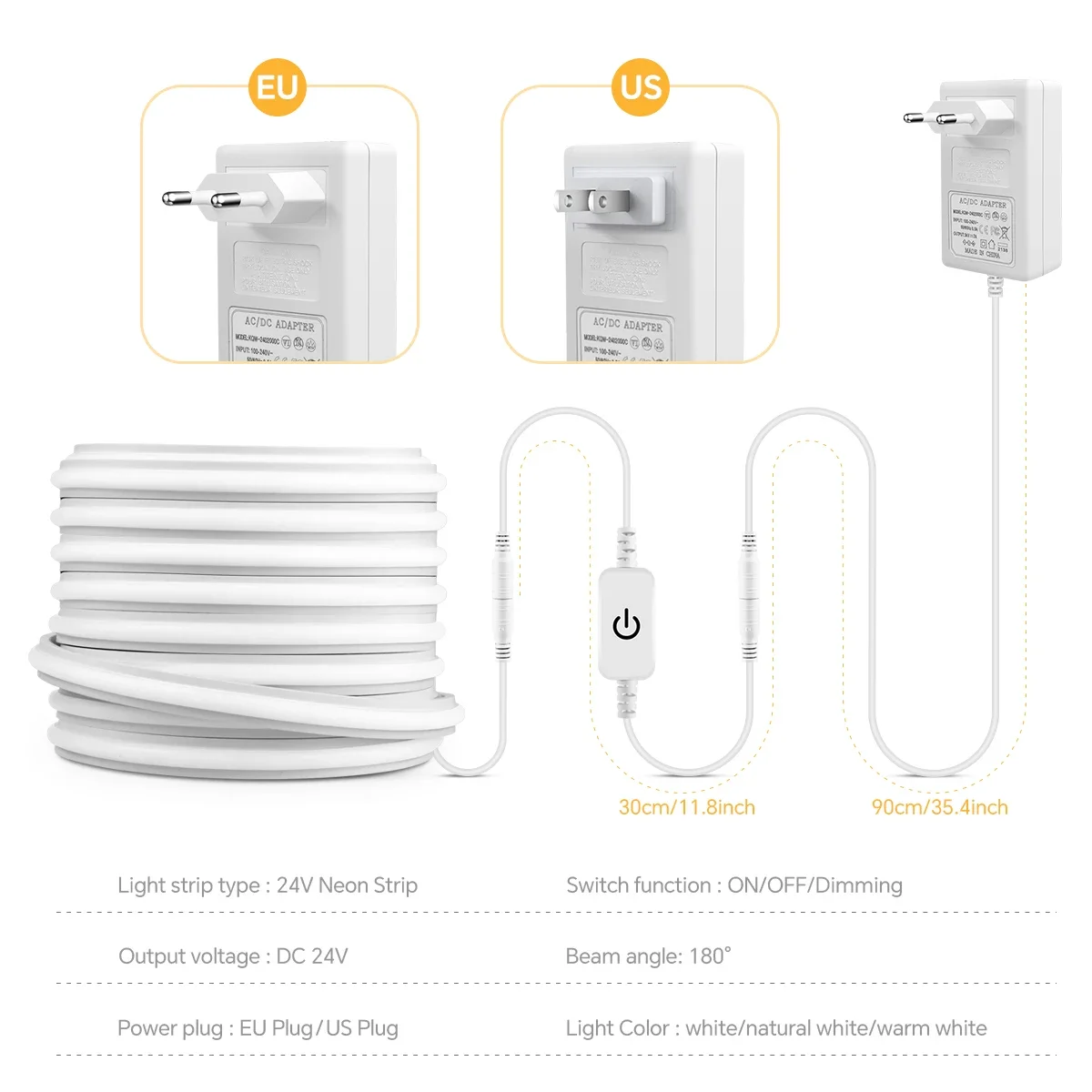 أحدث DC24V الصلبة COB النيون قطاع ضوء 280 المصابيح/م عالية التجويف أنبوب هلام السيليكون النقي مع عكس الضوء اللمس التبديل للمطبخ المنزل