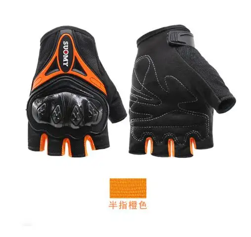 SUOMY Motorcycle Gloves Half Finger Guantes Moto Summer Accessories Glove Motorcyclist Black Orange Luvas Men