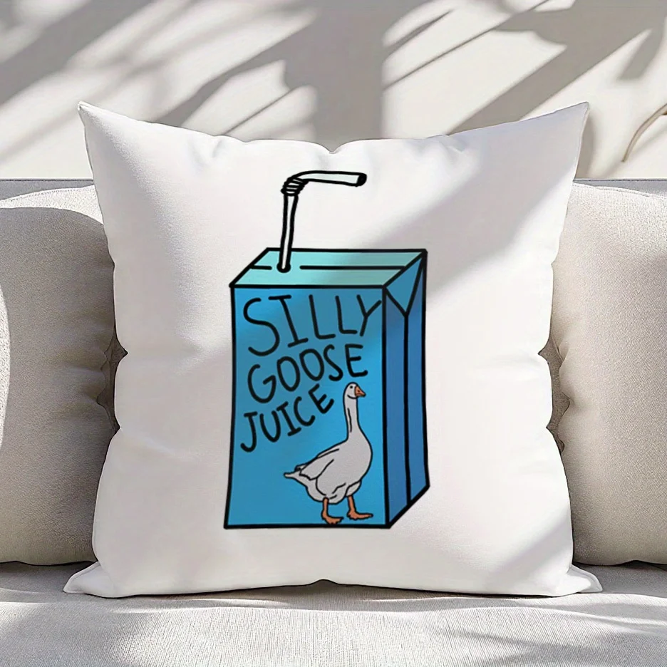 Silly Goose Juice Pillow Cover Single Sided Polyester 18x18 Inch Zipper Washable Sofa Bed Decor