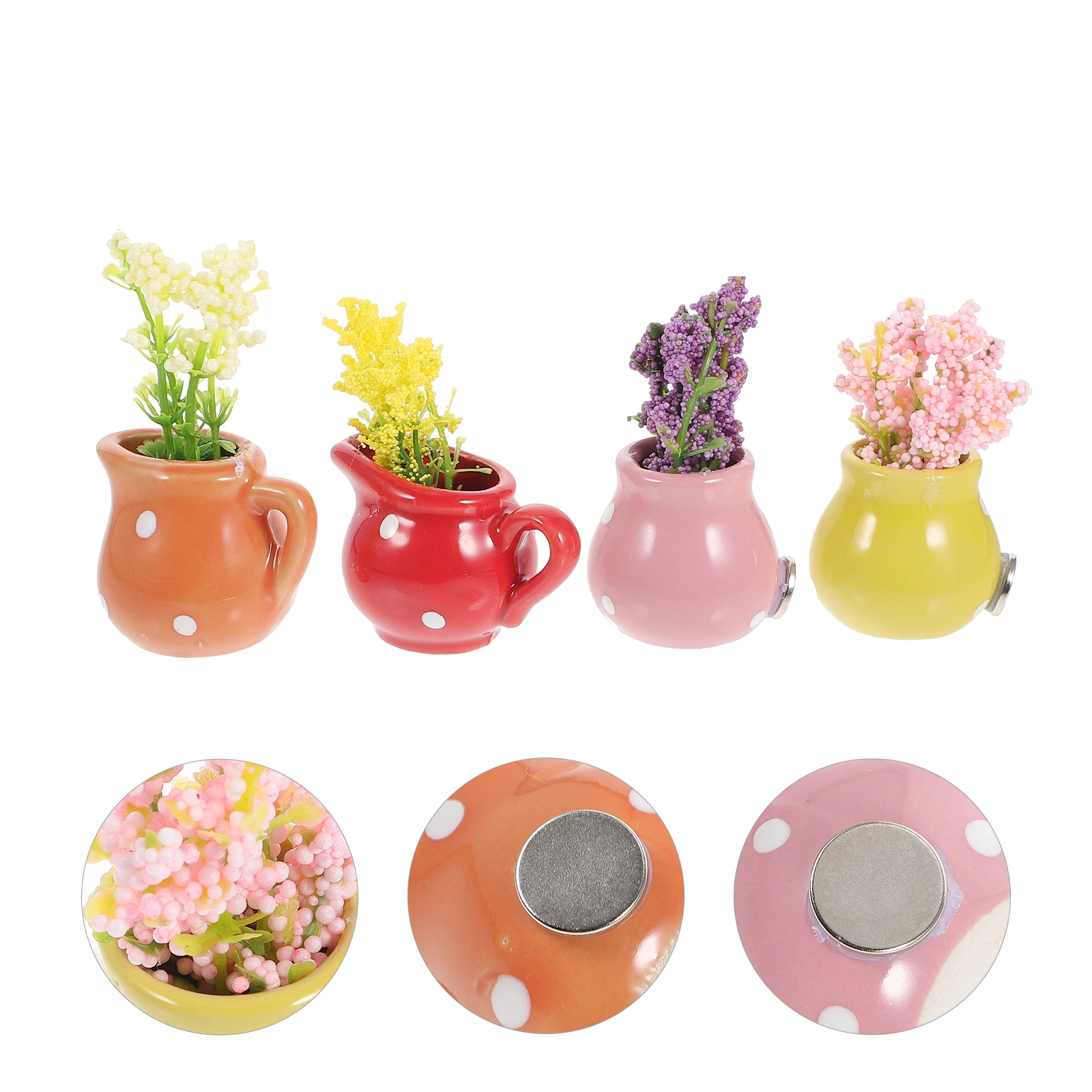 

4pcs Vase Magnets Mini 3D Flower Pot Fridge Decor Lovely Adorable Fridge Decor Accessories Home Office Stable Strong