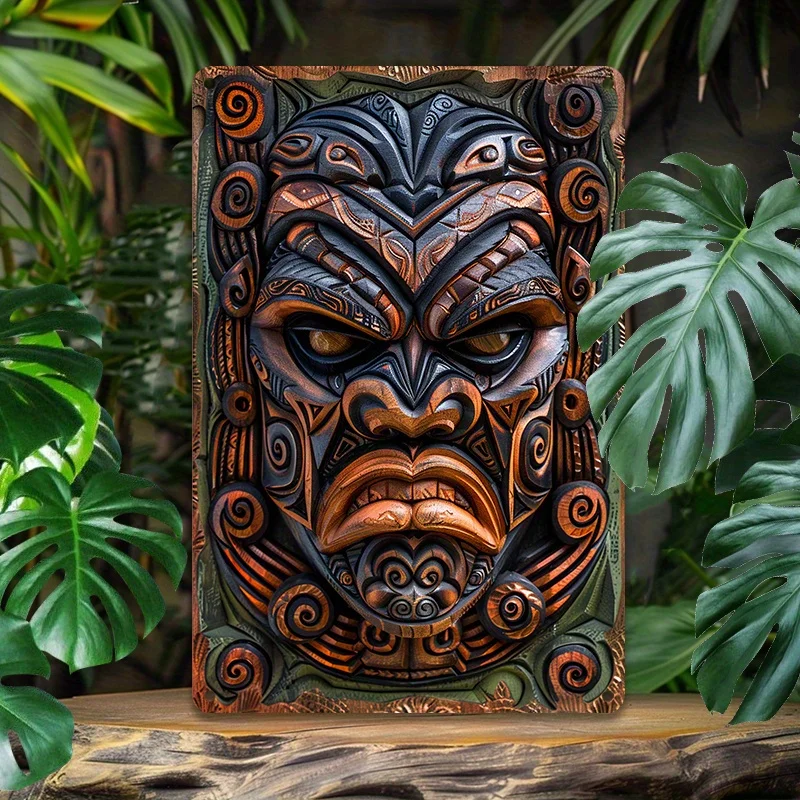 Maori Warrior Aluminum Wall Art, Pre-Drilled, Weather Resistant, Indoor Decor for Bedroom, Living Room, or Conference Hall