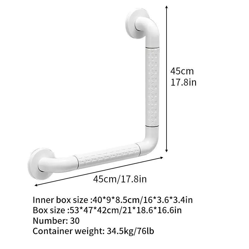 أمان مضاد للانزلاق على شكل حرف L، درابزين أمان للمرحاض لكبار السن #5