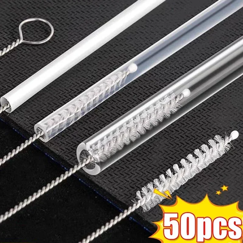 50/1pcs Stainless Steel Straw Cleaning Brushes Long Handle Drink Straws Tube Pipe Cleaner Brush for Baby Cup Bottles Clean Tools