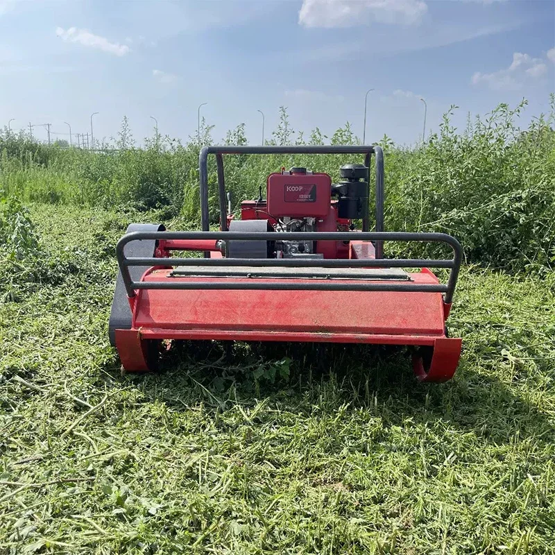 Remote-controlled Trimmer Mower, Tracked Mulcher, Multi-Function Gas-Powered Mower, Hilly and Low-Lying Areas(Customized)
