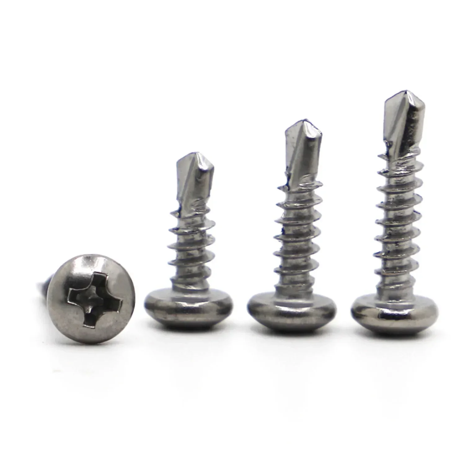 20pcs M4.8 4.8mm 410 Stainless Steel Phillips Pan Head Self-Drilling Tapping Screws Drilling Screws DIN7504