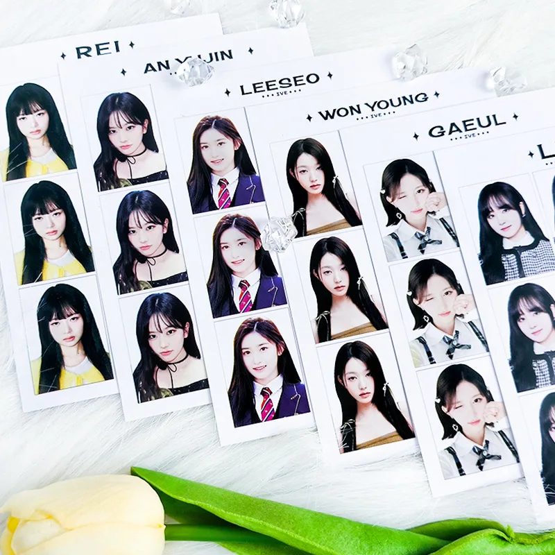 2Pcs/Set KPOP Idol One-Inch ID Photo Photocard Yujin Gaeul Wonyoung LIZ Rei Passport Student ID Postcard Fans Collection Gift