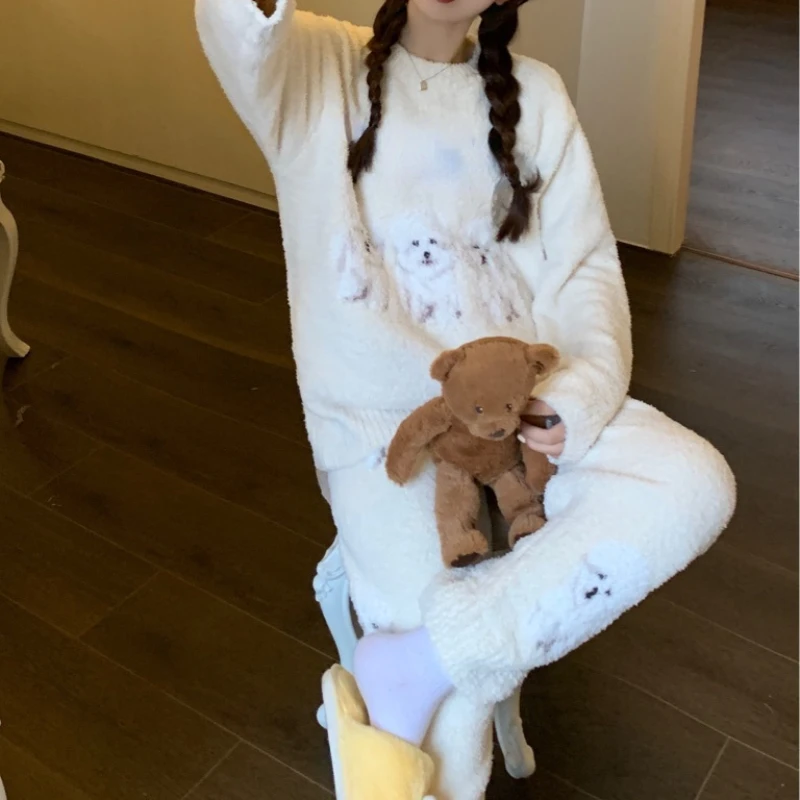 Sweet Print Dog Fresh Loose Homewear Suit Soft Lovely Long Sleeve O Neck Pajamas Japanese Style Fashion New Casual Sleepwear