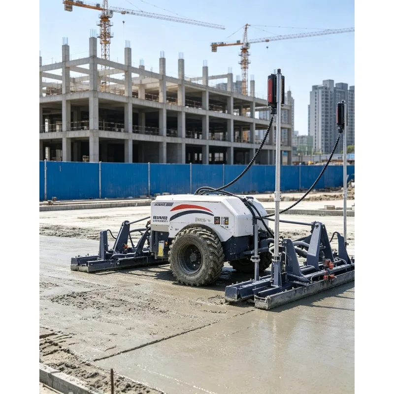 Continuous Operation Laser Screed for Efficient Concrete Paving and Precision Flattening on Large Scale Factory Floors