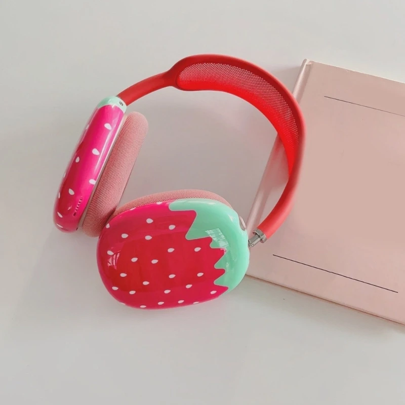 Full Coverage Strawberry Protector Headsets Cover for Pods Earphone Case,Shockproof PC Earpads Easy to Carry