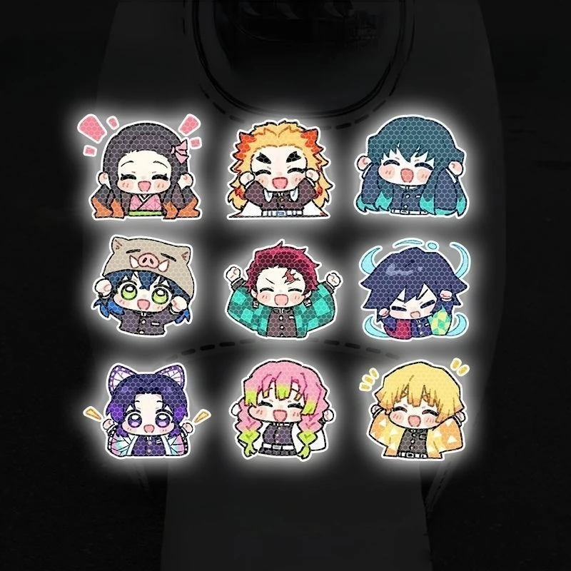 Demon Slayer cartoon personality car reflective sticker, electric vehicle helmet scratch-resistant waterproof decorative sticker view 2