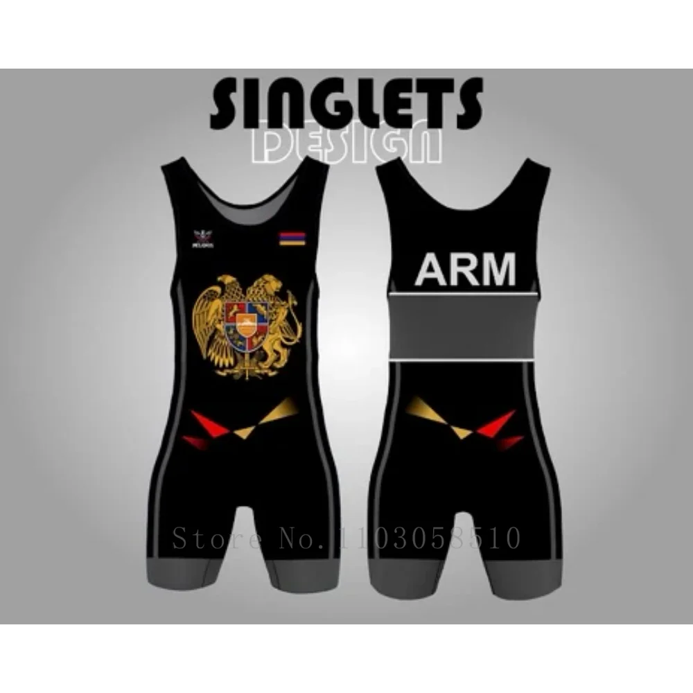 MELKHOSU Armenia Singlet Team Singlet professional-grade competition suit Wrestlers tournaments Bodybuilding wrestling suit