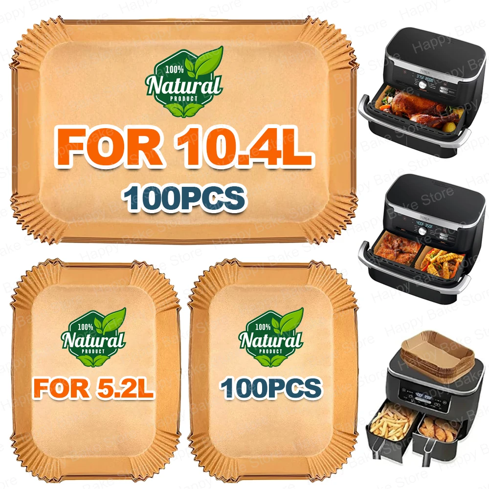 مقلاة هوائية ورق خبز للاستعمال مرة واحدة لمقلاة هوائية بدرج نينجا فودي فليكس 10.4 لتر AF500EU/AF500EUCP، 5.2 لتر بطانات مقلاة هوائية مزدوجة المنطقة