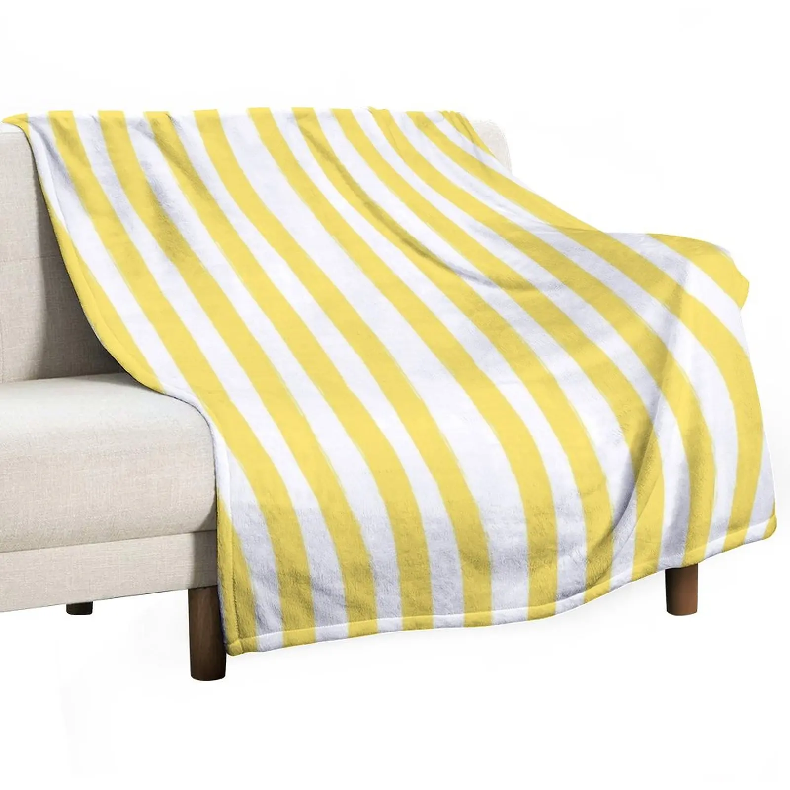 

Preppy Yellow and White Cabana Stripe Throw Blanket Nap heavy to sleep Blankets