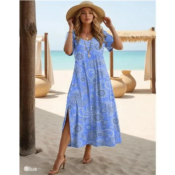 تنورة عالية الخصر مطبوعة بالزهور ort Sve Long Dr كاجوال من نسيج البوليستر على شكل حرف A مناسبة للعمل والترفيه