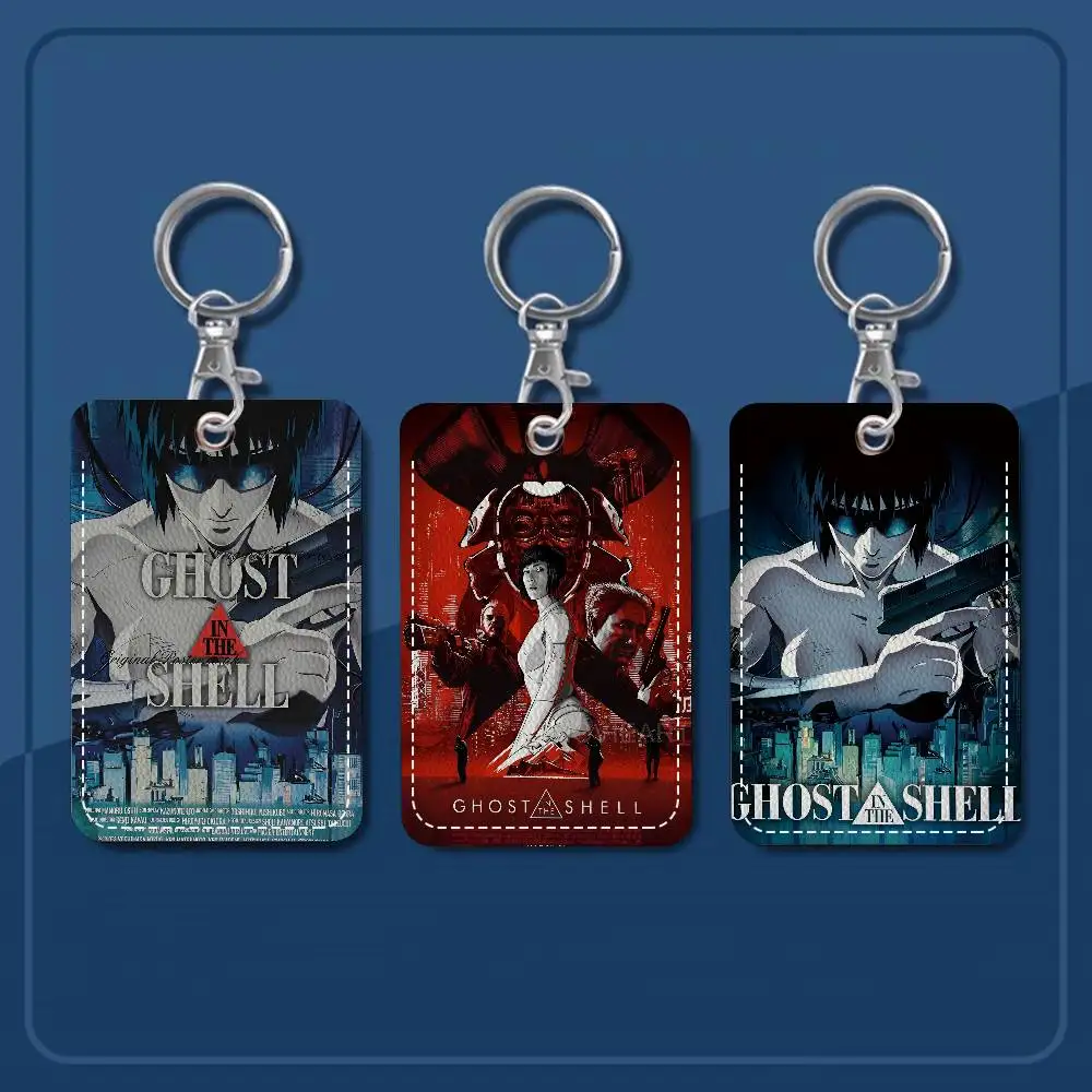 Anime Ghost In The Shell Keychain Card Holders Keyring Bank Bus ID Credit Cards Key Ring Chains
