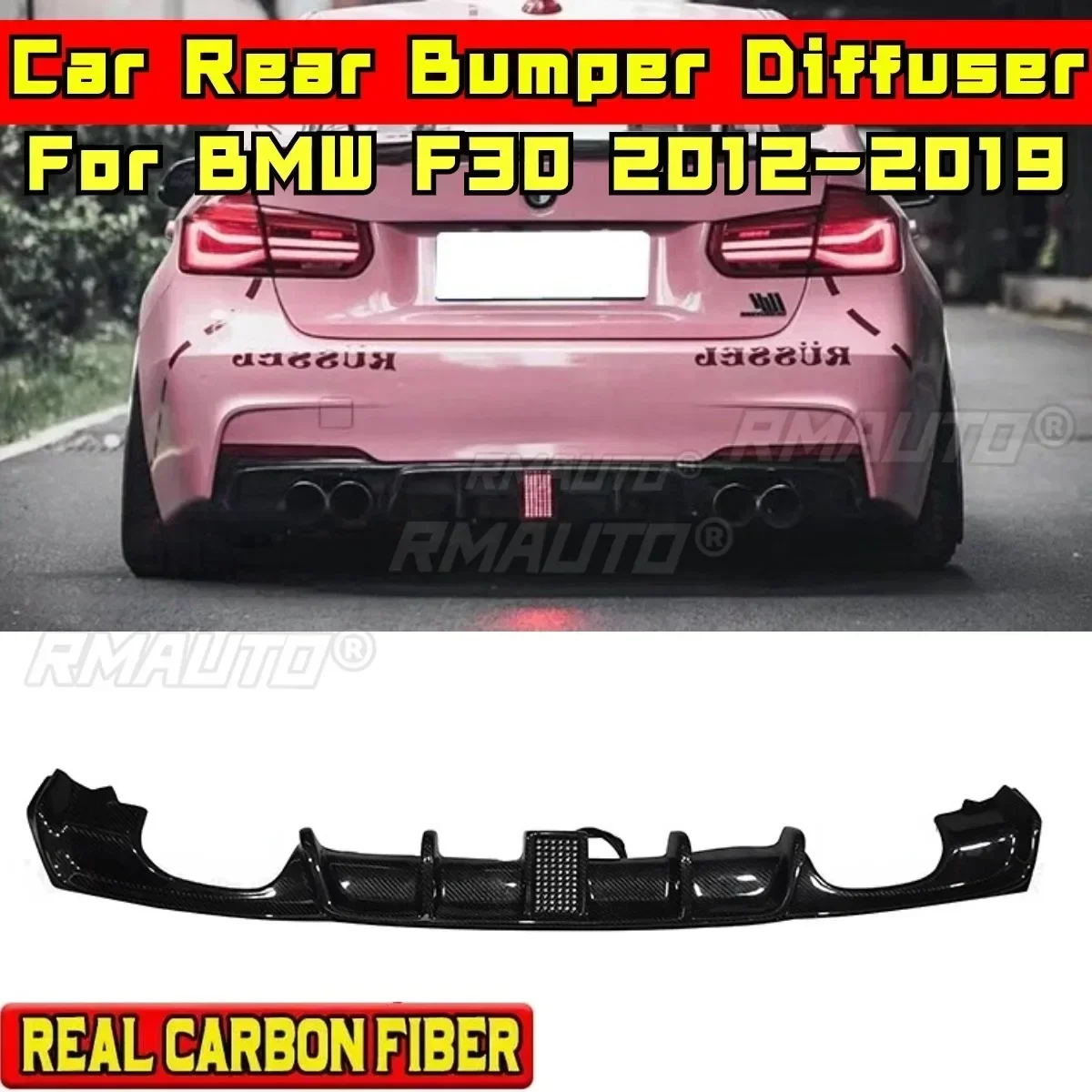 F30 Rear Bumper Lip Real Carbon Fiber MP Style Rear Bumper Guard Splitter Body Kit For BMW F30 2012-2019 Car Accessories