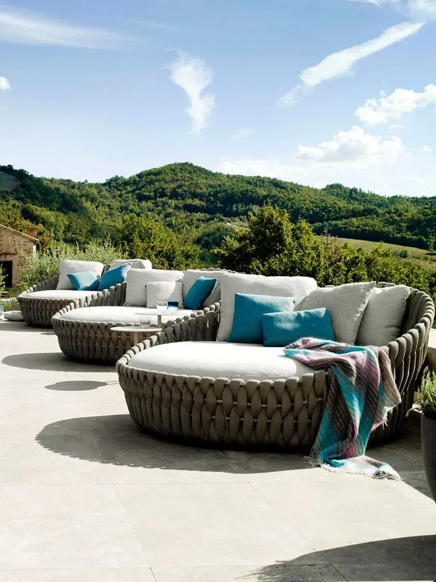 

Уличный ротанговый бассейн для отдыха, двор, шезлонги, пляжные кровати, уличный отель, Сад, Терраса, диван