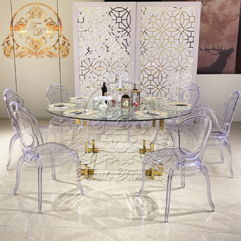 

Round Shape Acrylic Design Clear Glass Wedding Table