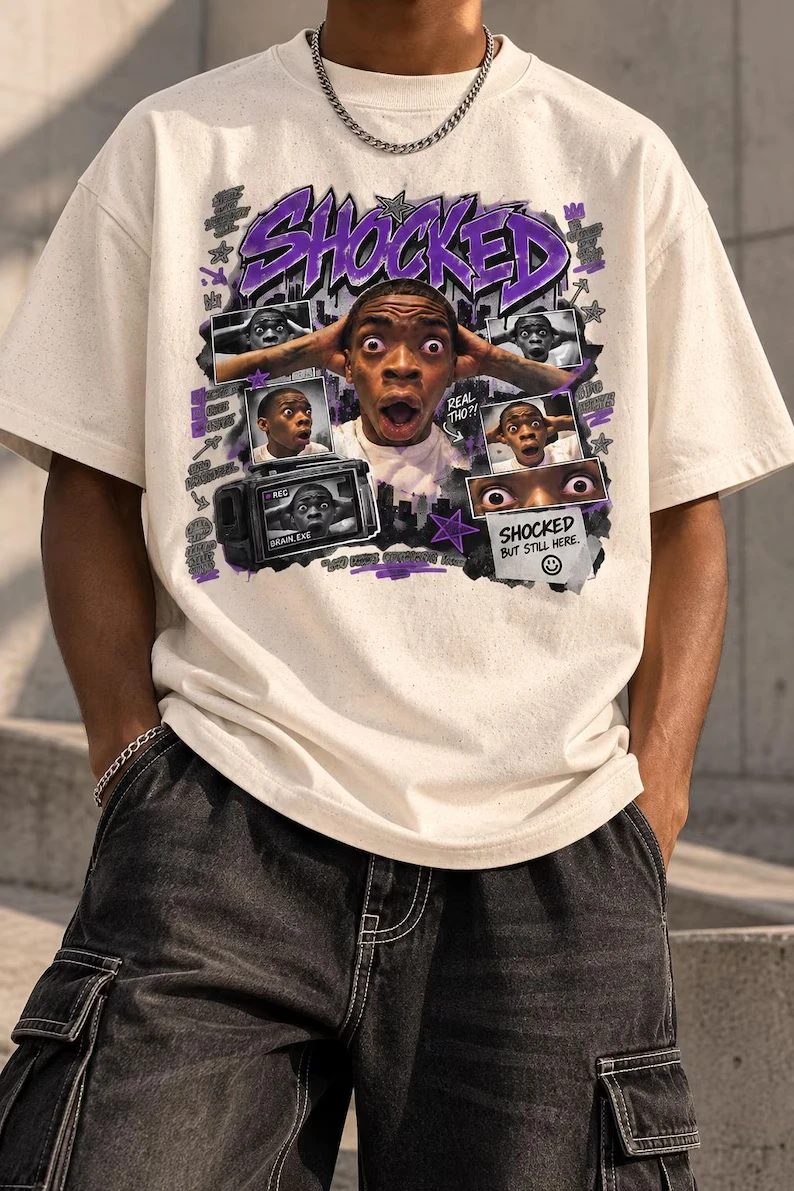 Shocked Meme T-Shirt, Funny Reaction Graphic Tee, Vintage Y2K Streetwear Shirt, Unisex Oversized Graphic Tee, Funny Meme Gift