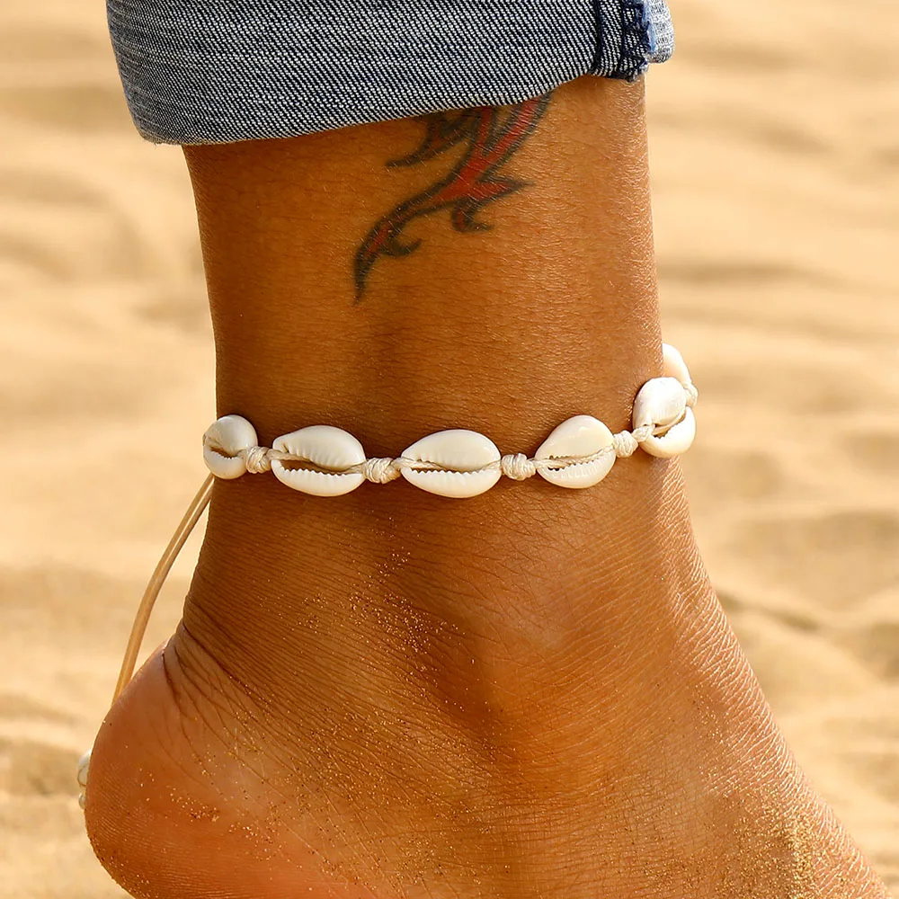 FNIO Shell Anklets for Women 2023 New Foot Jewelry Summer Beach Barefoot Bracelet Ankle on Leg Female Boho Accessories