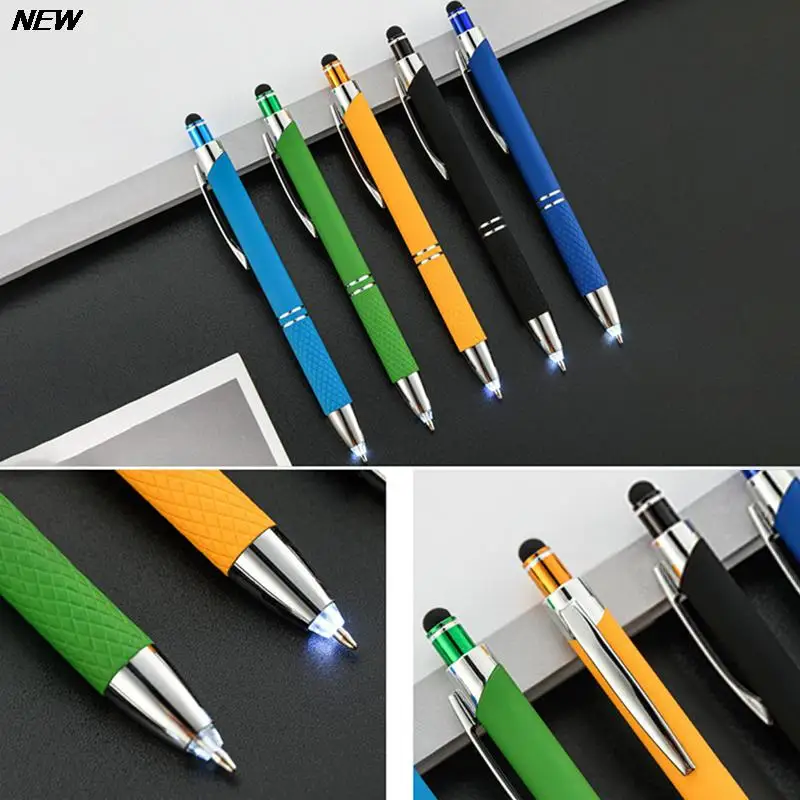 1PC 3 In 1 Touch Screen Stylus Ballpoint Pen With LED Light For iPad Iphone School Writing Pens