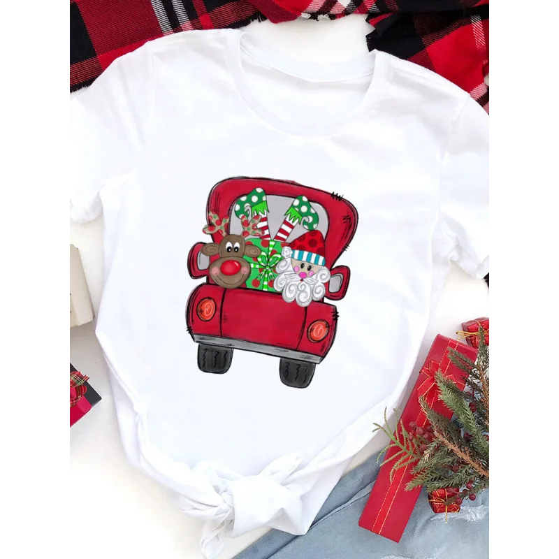 Joyeux Noël!! Nouvel an!! T-shirt graphique de noël à manches courtes et col rond pour femmes, vêtements esthétiques