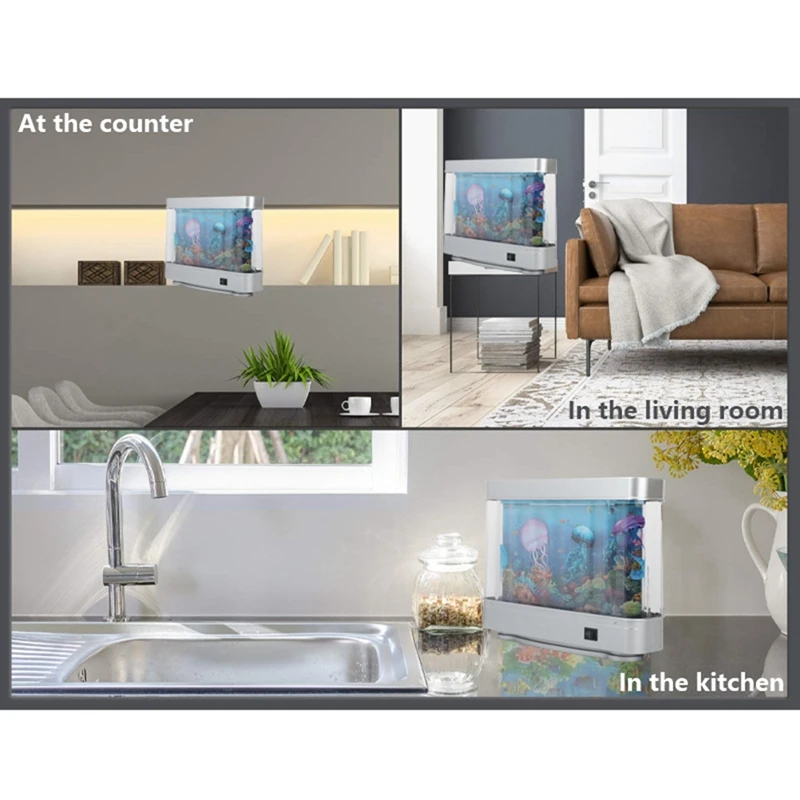 Lámpara de tanque de peces simulada, luz nocturna decorativa para acuario, lámpara de mesa LED dinámica del océano Virtual, decoración de habitación