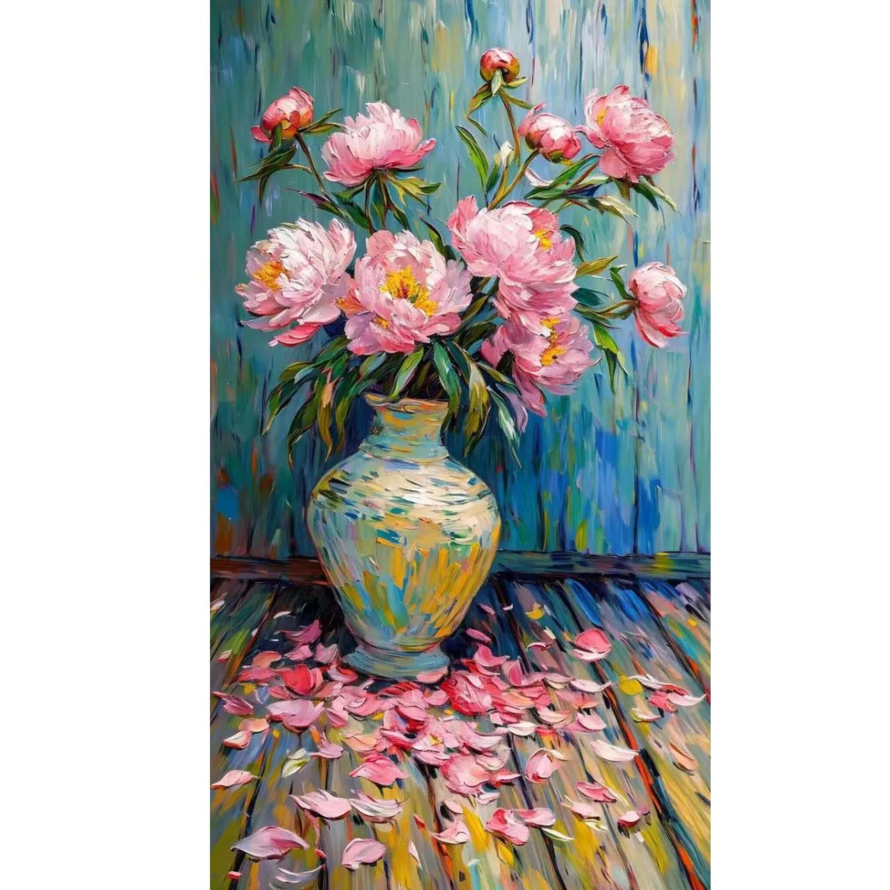 Hand-painted flower oil painting,Thick texture oil painting on canvas,Still life oil painting,Decorative picture for dining room