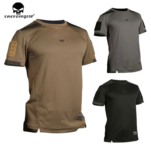 Emersongear męska taktyczna koszulka UMP Frogmen z krótkim rękawem szybkoschnąca koszulka gimnastyczna polowanie kamuflaż Camping piesze wycieczki koszule sportowe