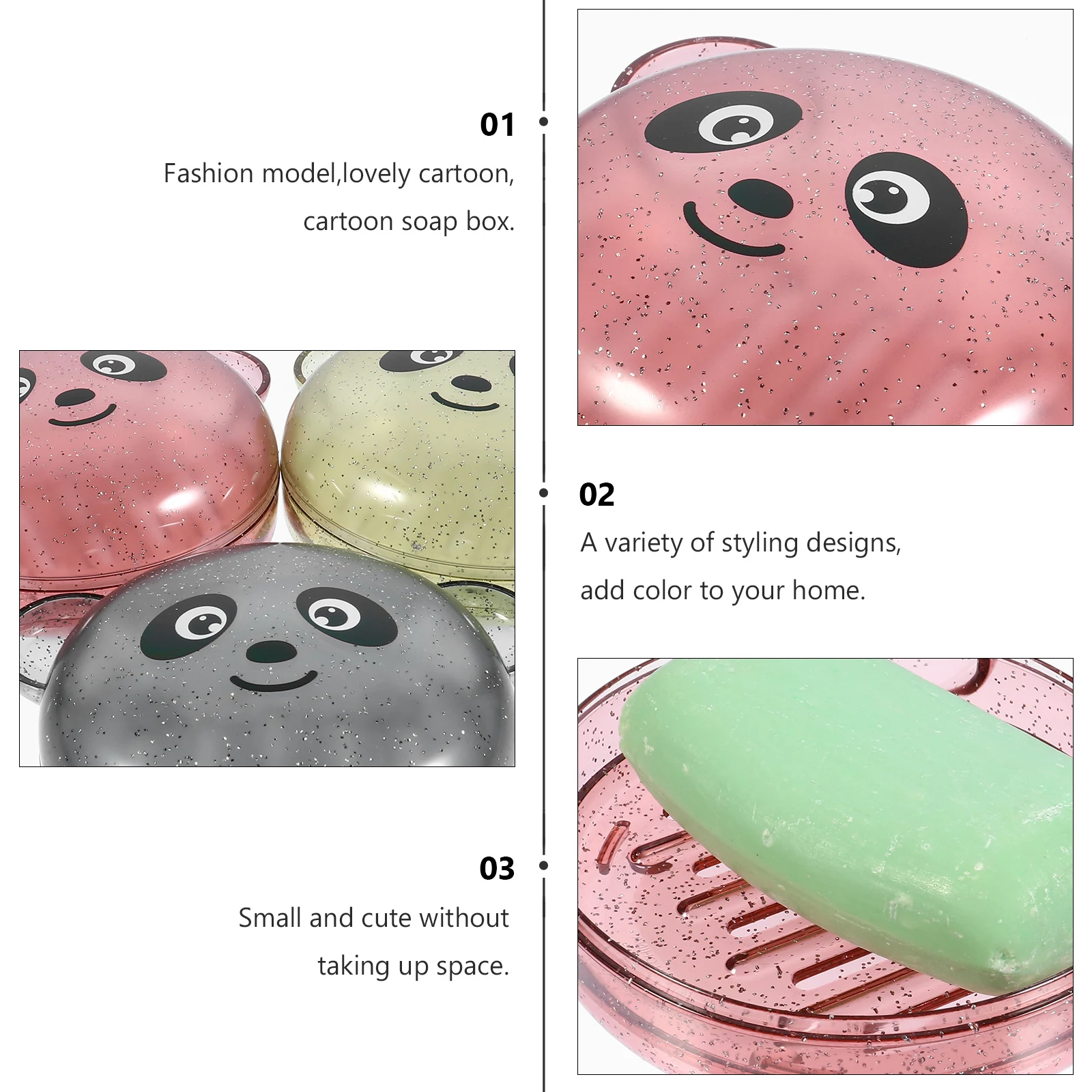 

3 Pcs Soap Box Bathroom Cartoon Holder Dishes Double Drainers Hollow Shell Base Drain Water Safe