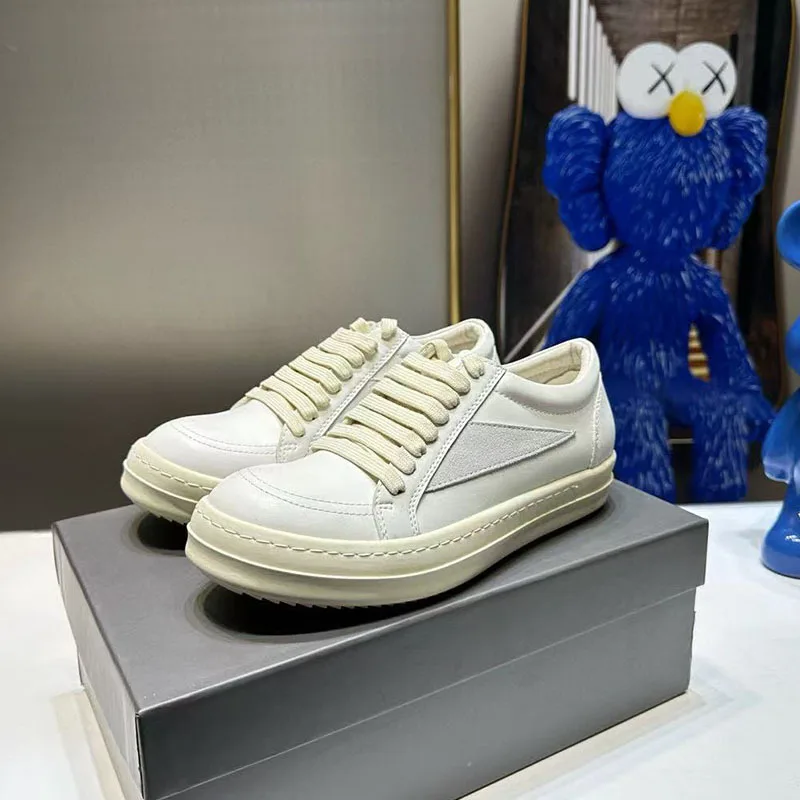 أحذية نسائية عالية الجودة من Rric أحذية رياضية غير رسمية ونعل سميك للزوجين أحذية قماشية بأربطة باللونين الأبيض والأسود للنساء #3