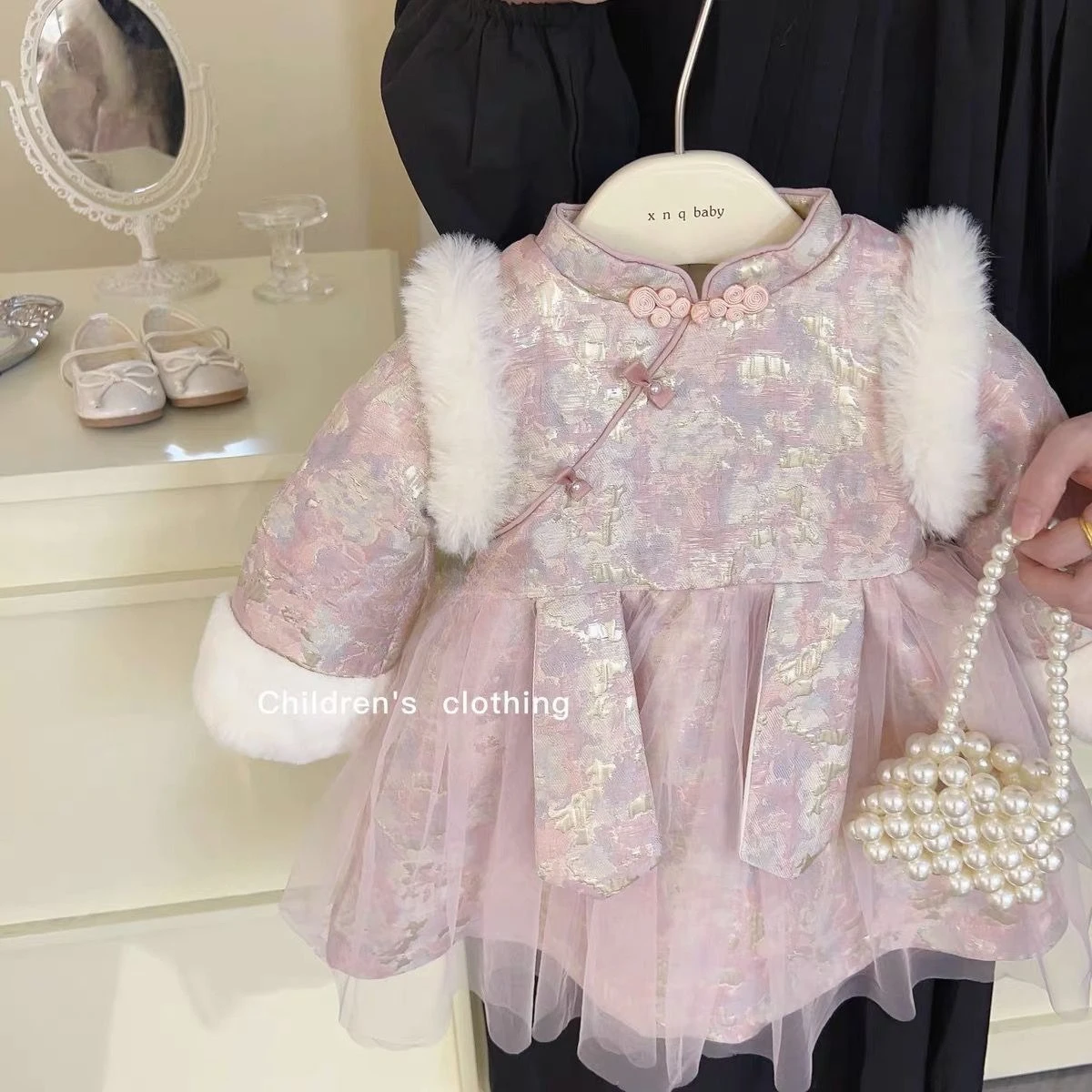 Girls' Dress Winter Baby Foreign Personality Trendy Brand Chinese Style Mesh Princess Dress