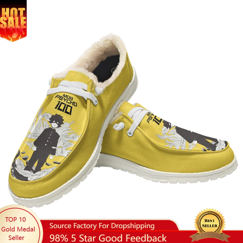

Mob Psycho 100 Plush Flat Shoe Men Women Teenager Warm Shoe Indoor Outdoor High Quality Lightweight Shoes Customize Footwear