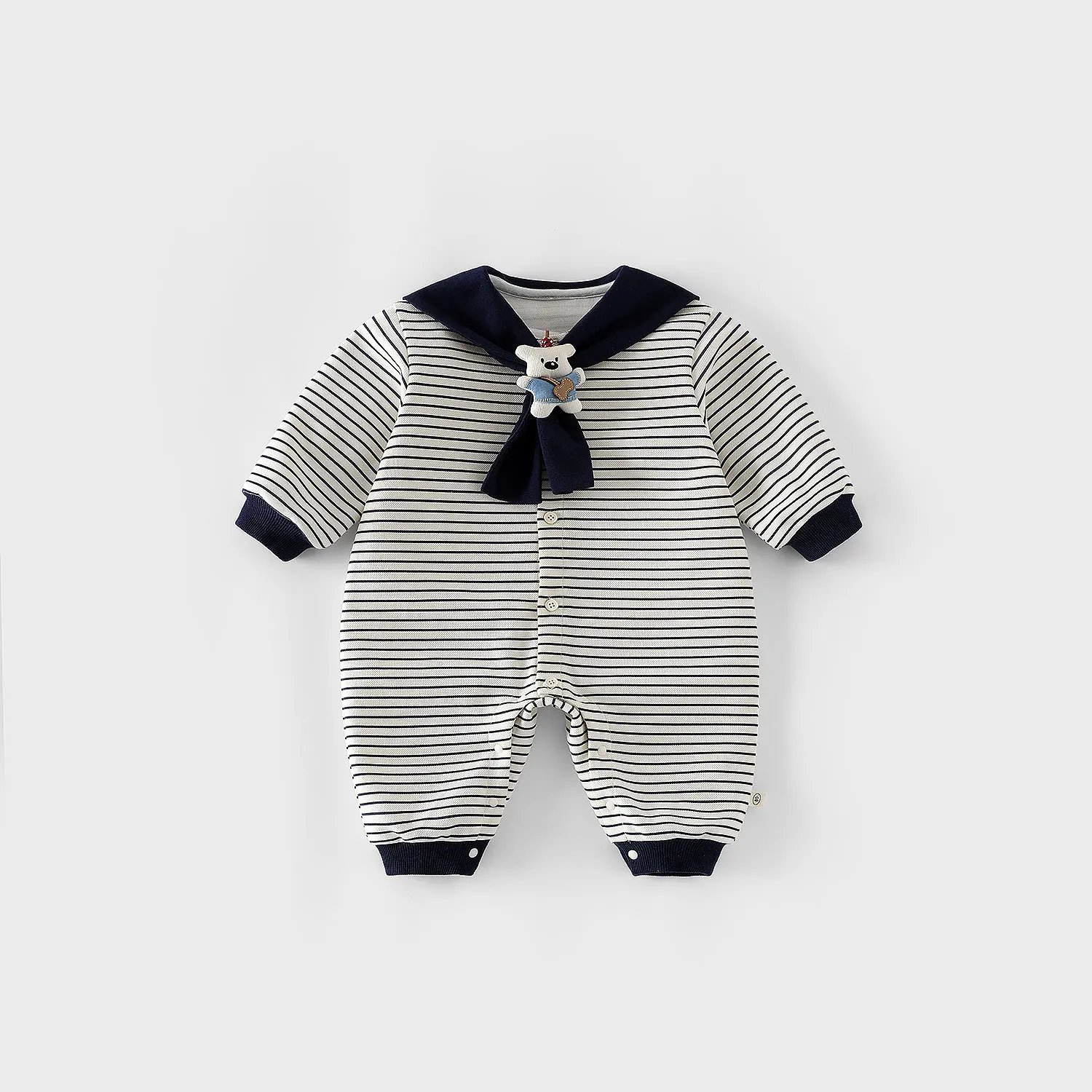 

Baby Striped Jumpsuit 2026 New Spring and Autumn Baby Collar Doll Crawling Suit Fashion and Cute Rompers
