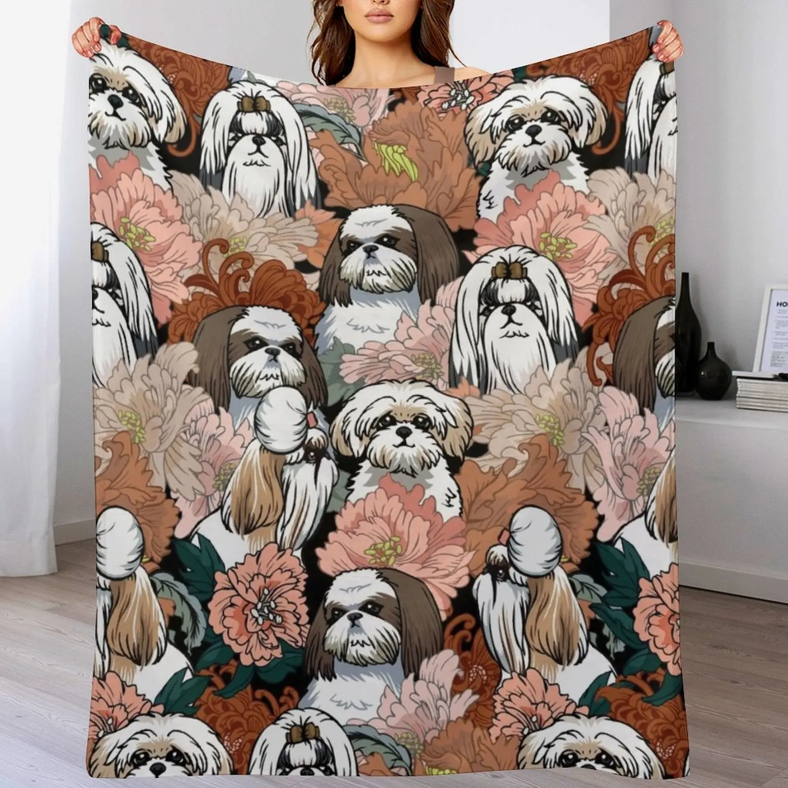 

Because Shih Tzu Throw Blanket manga Luxury Designer for sofa anime Blankets