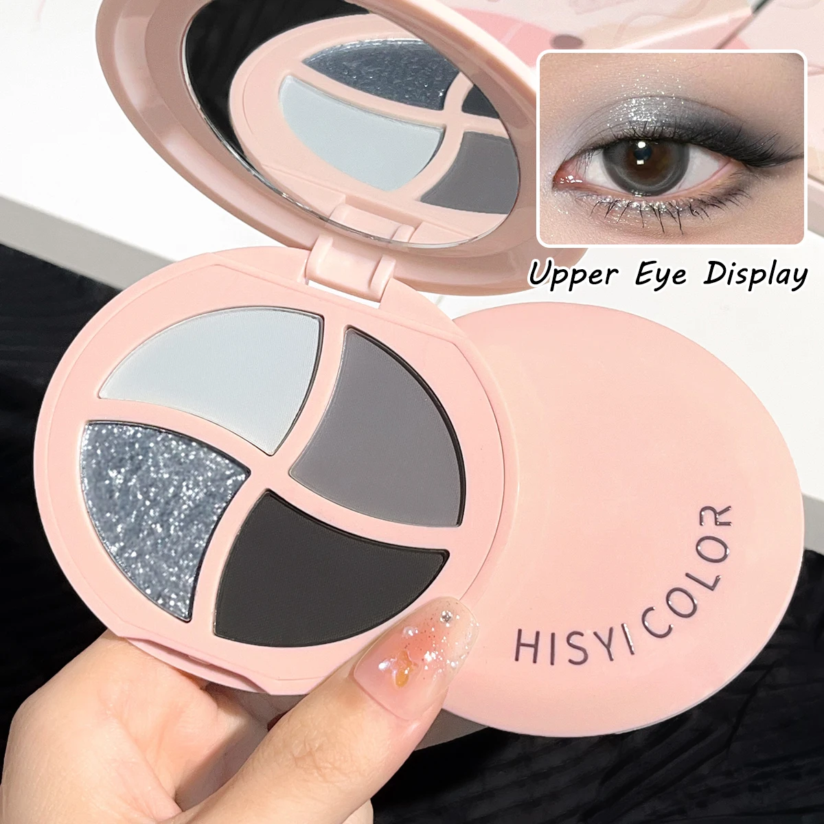 Maquillaje de sombra de ojos de cuatro colores, maquillaje mate, de alto brillo y de alto valor, resistente al agua y al sudor, fácil de aplicar