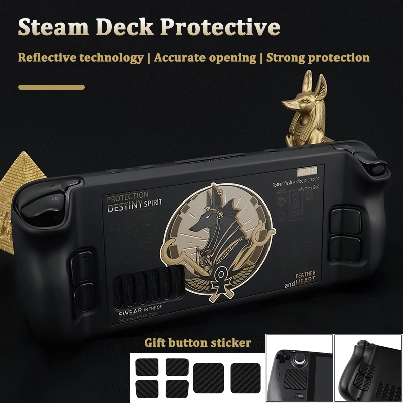 for Steam deck protective shell button Sticker pack in storage bag reflect light PC protection case holder cover for Steam deck