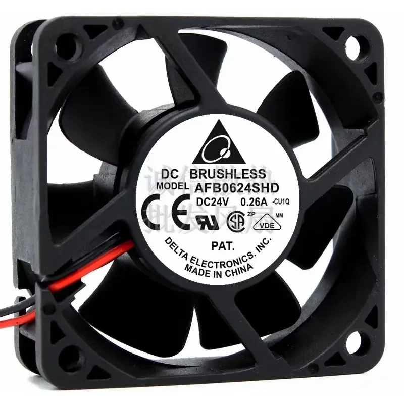 Genuine Delta 6020 6CM AFB0624SHD 24V 0.26A 2-wire Double Ball Bearing Inverter Fan for Delta