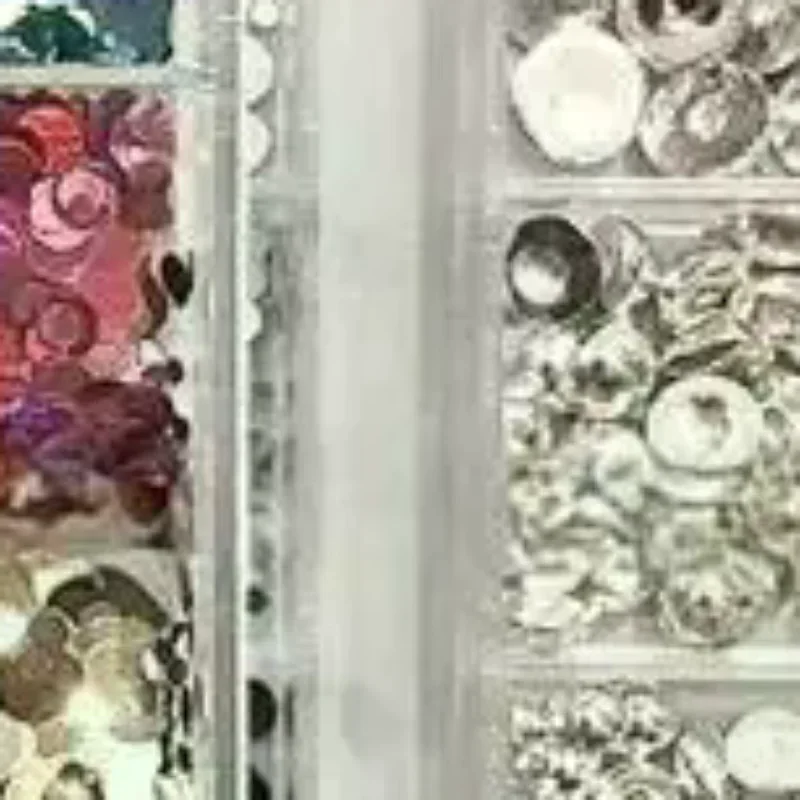 1 Box 6/12 Grids Round Nail Glitter Sparkling Flakes Nail Charms Manicure Decor 3D Spliced Flower Polka Dot Nail Art Sequins