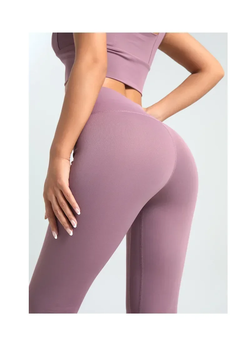 Neun-Punkt-Hose für Damen, Leggings, hohe Taille, einfarbig, Yoga-Sporthose, hochelastische Leggings, Laufen, Fitnesshose, 3XL – Detail 14
