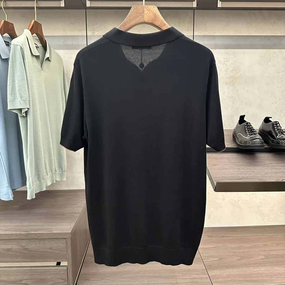 

LP Italy 25ss solid color knitted sweater men's casual lapel polo shirt
