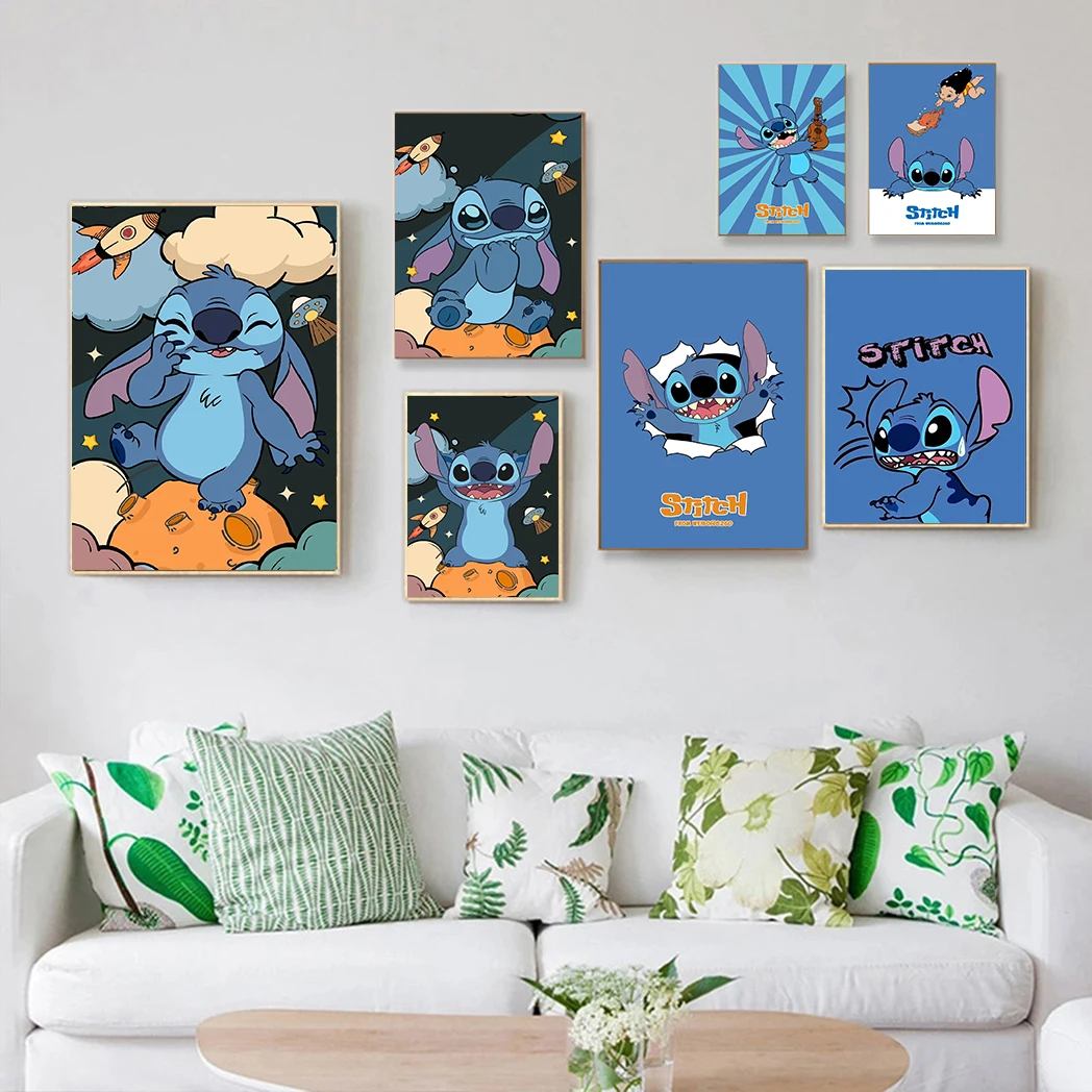 MINISO Disney Anime Wall Art Poster Super Cute Cartoon Stitch HD Canvas Painting Living Room Kids Bedroom Home Decor Wallpapers