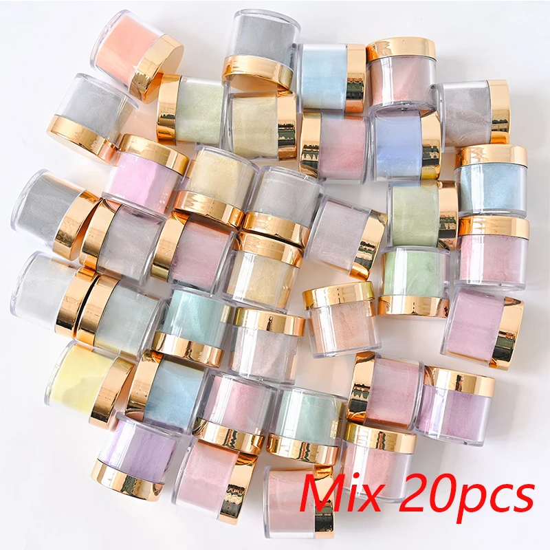 

20PCS/Set 1oz/jAR Mix Colors Acrylic Powder Carving Nail Polymer Tip Extension French Crystal Powder Manicure 130 random color #