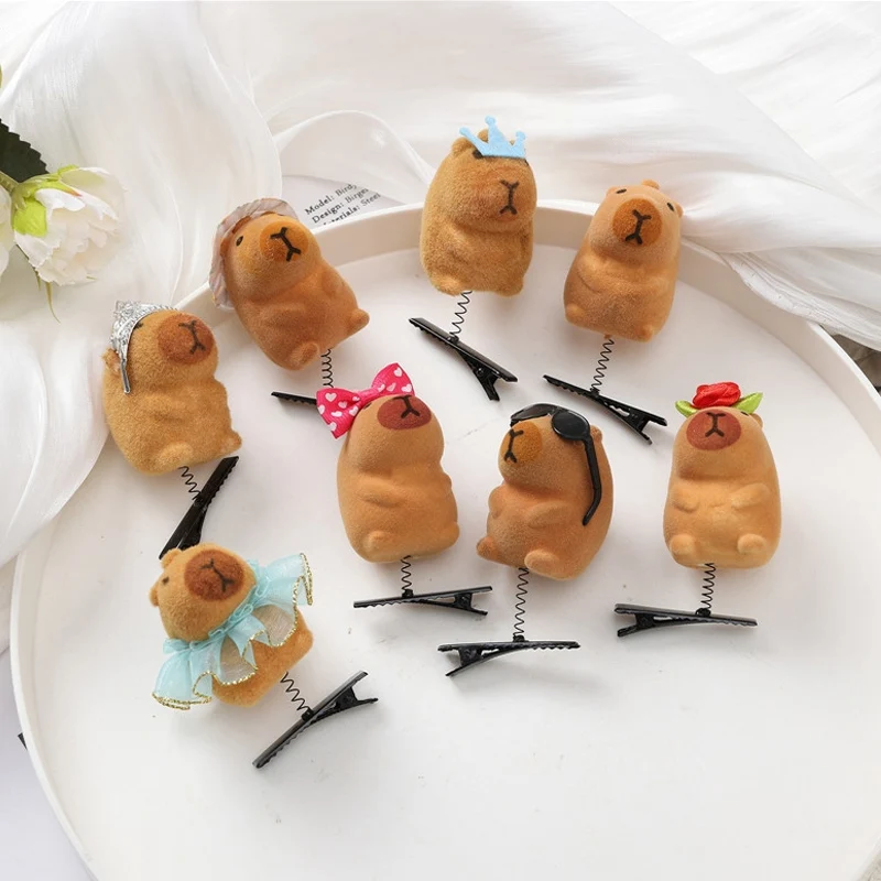 10pcs Cute 3D Capybara Bobby Pins Adult Child Multifarious Cartoon Spring Hairpins Creative Gift Delicate Mini Duckbill Clips