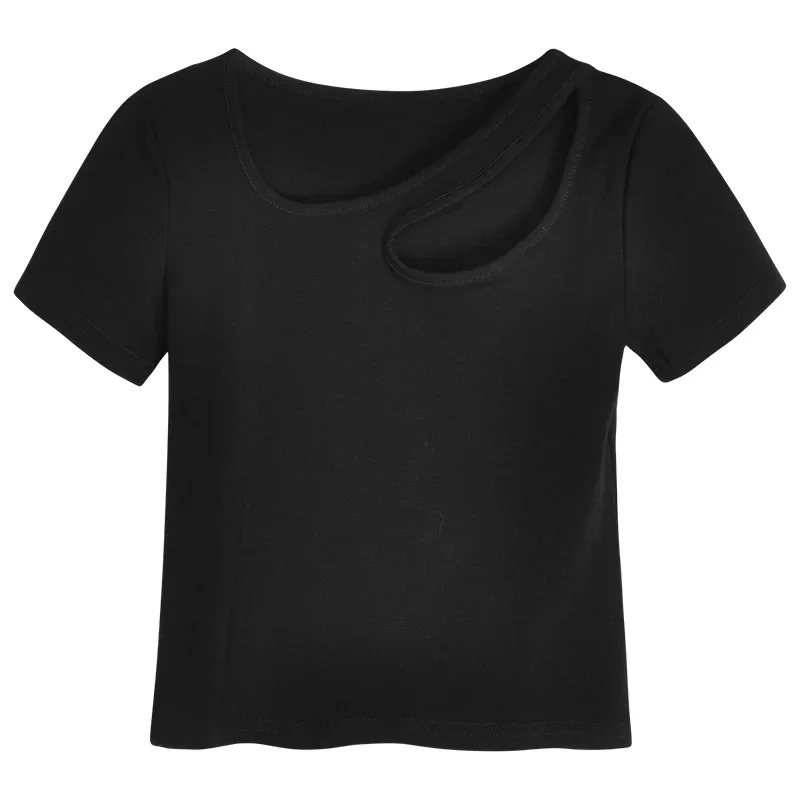 المرأة قاع قميص قصير الأكمام تي شيرت Homewear السيدات بلون الرغبة الرياح تصميم جوفاء تحسس سليم قصير المرأة